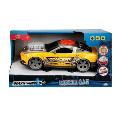 Количка със звуци и светлини, Muscle Car, Maxx Wheels, Жълта