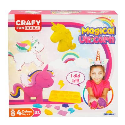 Комплект за моделиране с пластилин, Crafy, Еднорог, 11 части, 200 гр