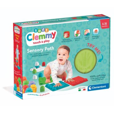 Комплект от 4 сензорни постелки  и 8 меки кубчета, Clementoni, Soft Clemmy