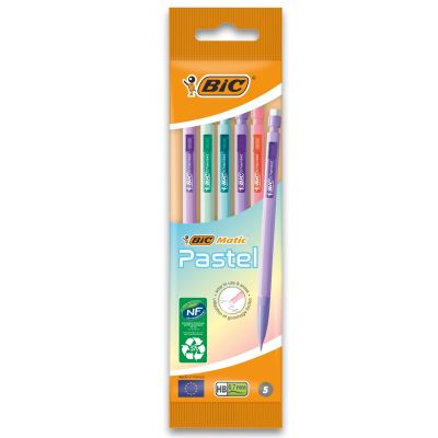 T00075924_001w 3086123714212 Комплект 5 механични молива, Bic Matic Pastel, 0.7 мм
