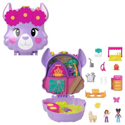 T000FRY35_HKV33 0887961638189 Комплект за игра с 2 кукли и 13 аксесоара, Polly Pocket, Camp Adventure Llama, HKV33