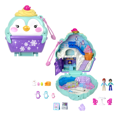 Комплект за игра с 2 кукли и 12 аксесоара Polly Pocket, Snow Sweet Penguin, HRD34
