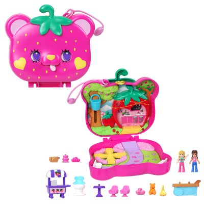 Комплект за игра с 2 кукли и 12 аксесоара Polly Pocket, Straw-beary Patch, HRD35