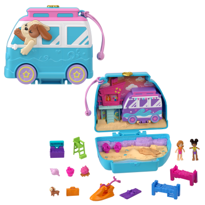 Комплект за игра с 2 кукли и 12 аксесоара Polly Pocket, Seaside Puppy Ride, HRD36