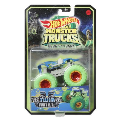 T000HCB50_HCB52 0194735006281 Количка Monster Trucks, Hot Wheels, Glow in the Dark, 1:64, Twin Mill, HCB52