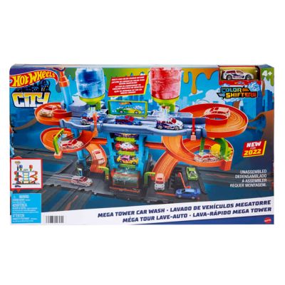 Комплект за игра с кола, Hot Wheels, Mega Tower, Автомивка, HDP05