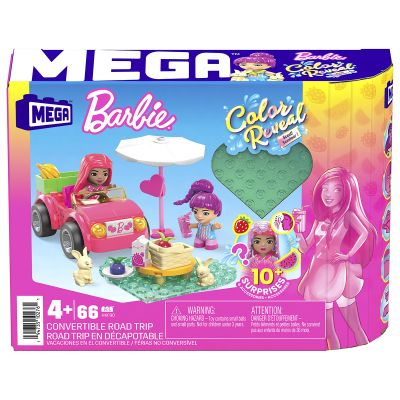 Комплект за игра с мини кукли изненада, Mega Bloks, Barbie Color Reveal, Road Trip, HKF90