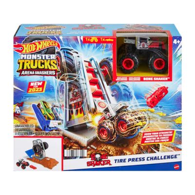 T000HNB87_HNB88 0194735136520 Комплект за игра с количка Monster Trucks, Hot Wheels, Tire Press Challenge, HNB88