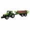 Зелен трактор с ремарке с дърва, със светлини и звуци, колела Maxx, 44см