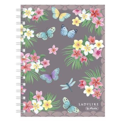 Тетрадка с квадратчета и спирала, A5, Herlitz, Ladylike Butterflies, 100 листа