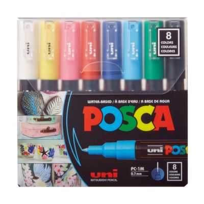 Комплект маркери Posca, UNI PC-1M, 0.7 мм, 8 цвята