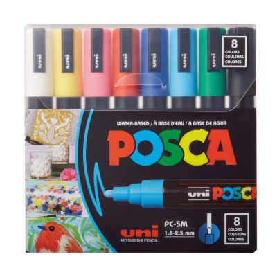 Комплект маркери Posca, UNI PC-5M, 1.8-2.5 мм, 8 цвята
