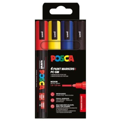 Комплект маркери Posca, UNI PC-5M, 1.8-2.5 мм, 4 цвята