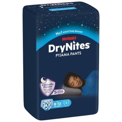 Памперси Huggies DryNites Conv, 8-13 години, Boy, 9 бр., 30-48 кг.