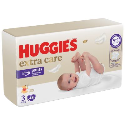 Памперси тип гащички Huggies, Extra Care Pants Mega, Размер 3, 6-11 кг, 48 бр.