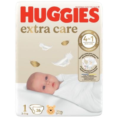 Памперси Huggies Extra Care Convi, Размер 1, 2-5 кг, 26 бр.
