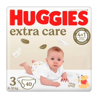 Памперси Huggies, Extra Care Jumbo, Размер 3, 6-10 кг, 40 бр.