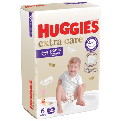 Памперси тип гащички, Huggies Extra Care Pants Mega, Размер 6, 15-25 кг, 30 бр.