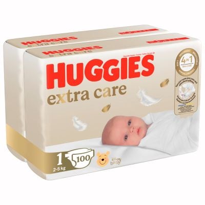 Памперси Huggies, Extra Care Jumbo, Размер 1, 2-5 кг, 100 бр.