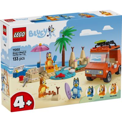 LEGO® Bluey - Пътуване до плажа със семейната кола на Блуи (11202)