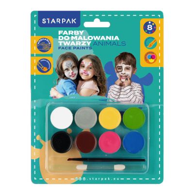 Комплект за рисуване на лице, Starpak, Животни, 8 цвята