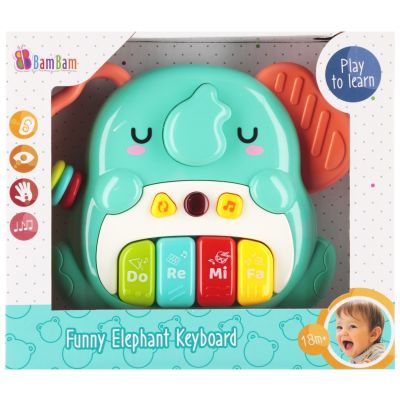Интерактивна играчка, BamBam, Пиано с 4 клавиша, Слонче