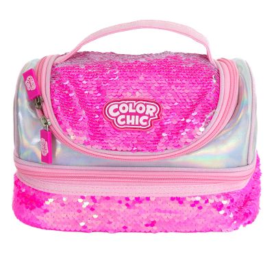 Розова чанта с пайети, Color Chic, за пакет