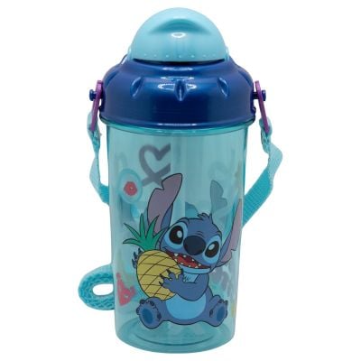 Пластмасова бутилка със сламка, Disney Stitch, 465 мл