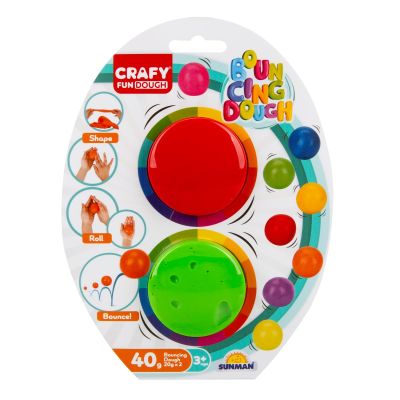 Комплект пластилин Crafy, 2 цвята, Червен и зелен, 40 гр