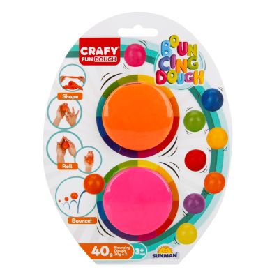 Комплект пластилин Crafy, 2 цвята, Оранжев и розов, 40 гр