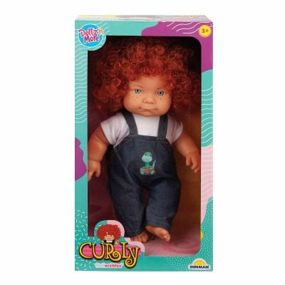 Кукла Curly, Dollz And More, Облечен с гащеризон със  зелен динозавър, 35 см