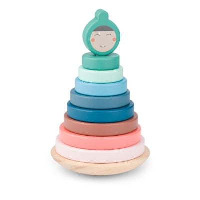 Дървена кула за подреждане с рингове, BS Toys
