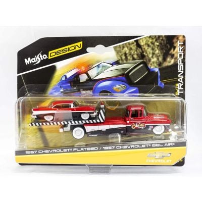 Количка Maisto, Chevrolet Bel Air с ремарке Alameda Trailer Red, 1:64