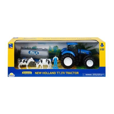 Трактор с резервоар за мляко и фигурка, New Ray, New Holland T7.270, 1:32