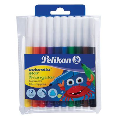 Комплект триъгълни флумастери Pelikan Colorella Star, 10 бр