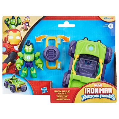 Комплект фигурка с превозно средство, Marvel, Iron Man And His Awesome Friends, Iron Hulk Racer, G1472