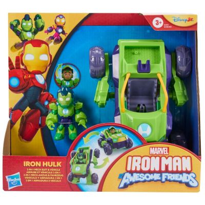 Комплект 2в1 фигурка с превозно средство, Marvel, Iron Man And His Awesome Friends, Iron Hulk, G1475