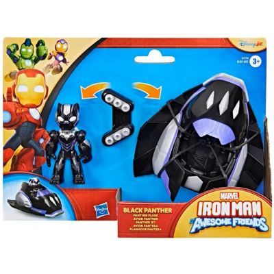 Комплект фигурка с превозно средство, Marvel, Iron Man And His Awesome Friends, Black Panther Plane, G1774