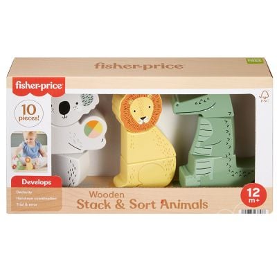 Дървени формички, Fisher Price, Животни, 10 части, HXV04