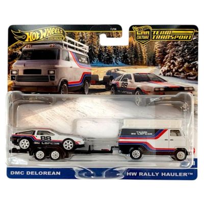Транспортьор с количка Hot Wheels, DMC Delorean si HW Rally Hauler, JBM35