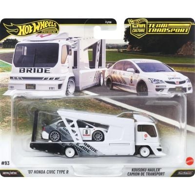 Автовоз с количка Hot Wheels, Car Culture Team Transport, HW Honda Civic Type-R и Kousoku Hauler, JHX94