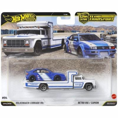 Автовоз с количка Hot Wheels, Car Culture Team Transport, Volkswagen Corrado VR6 и Retro Rig, JHX95