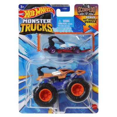 Комплект с 2 превозни средства, Hot Wheels, Monster Truck, Scorpedo, 1:64, JJT61
