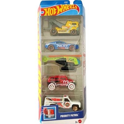 Комплект 5 колички Hot Wheels, Priority Patrol, JKG09