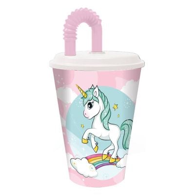 Чаша със сламка и капак, Stor, Unicorn, 430 мл