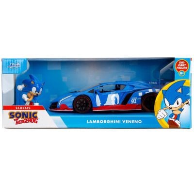 Количка и фигурка, Jada, Sonic the Hedgehog, Lamborghini Veneno, 1:24