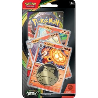 Комплект карти за игра, Pokemon TCG, Perfect Order, Premium Checklane Blister, Cinderace Line