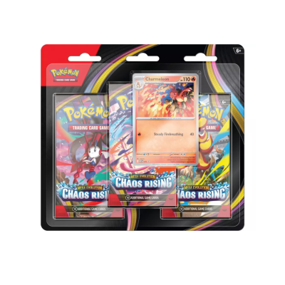 Комплект 3 пакета карти за игра, Pokemon TCG, Mega Evolution, Chaos Rising