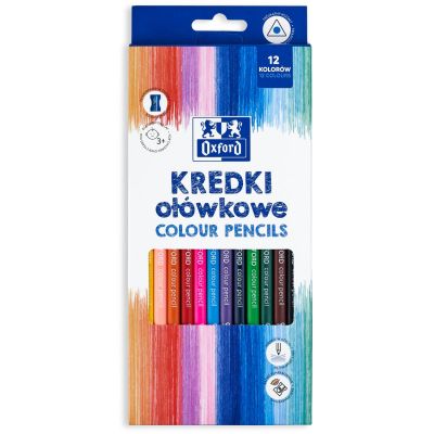 Комплект 12 цветни моливи с триъгълна форма и острилка, Herlitz, Oxford