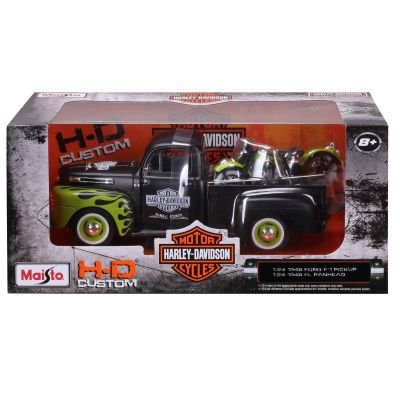 Комплект кола и мотоциклет, Maisto, H-D Custom, 1948 Ford F1 Pick Up и 1948 FL Panhead, 1:24